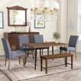 thumbnail image 1 of Modern 6-Piece Dining Table Set with V-Shape Metal Legs, Wood Kitchen Table Set with 4 Upholstered Chairs and Bench for 6,Brown, 1 of 5