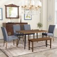 thumbnail image 1 of Modern 6-Piece Dining Table Set with V-Shape Metal Legs, Wood Kitchen Table Set with 4 Upholstered Chairs and Bench for 6,Brown, 1 of 9