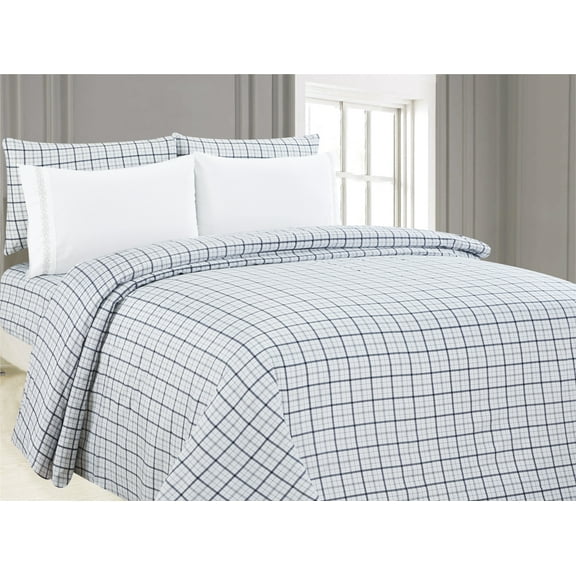 Modern 6 Piece Sheet Set with 4 Embroidered Pillowcases in Bank Plaid by Posh Home - Full