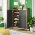 thumbnail image 1 of Modern 6-Tier Shoe Cabinet - White with Gold Legs, 25-30 Pair Capacity, Adjustable Shelves, Carved Doors, for Entryway/Hallway/Living Room, 1 of 8