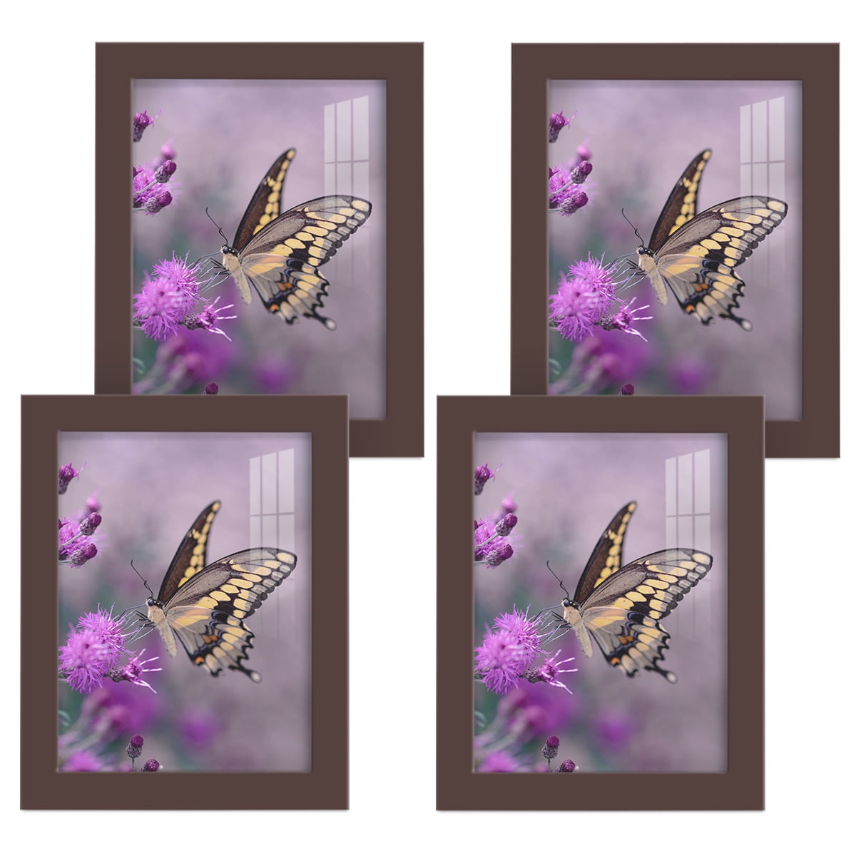 Modern 6 in. x 8 in. Brown Picture Frame (Set of 4)