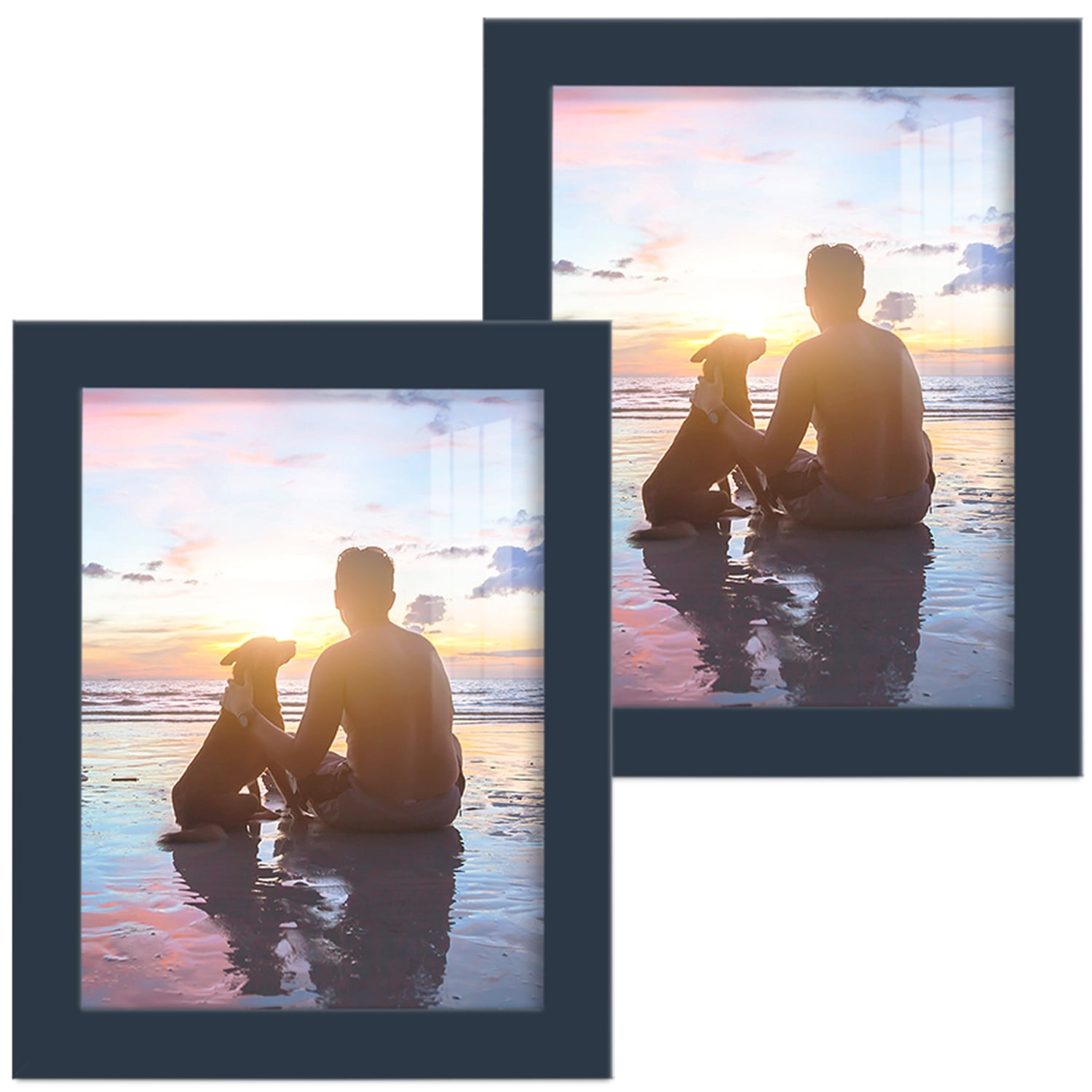 Modern Dark Blue 6" x 8" Wooden Picture Frame Set