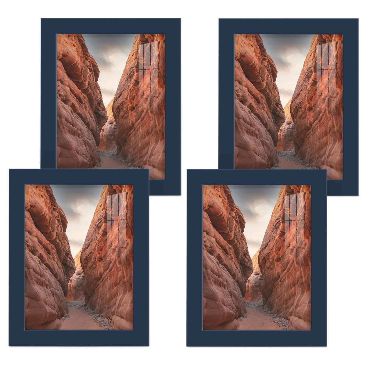 Modern 6 in. x 8 in. Dark Blue Picture Frame (Set of 4)