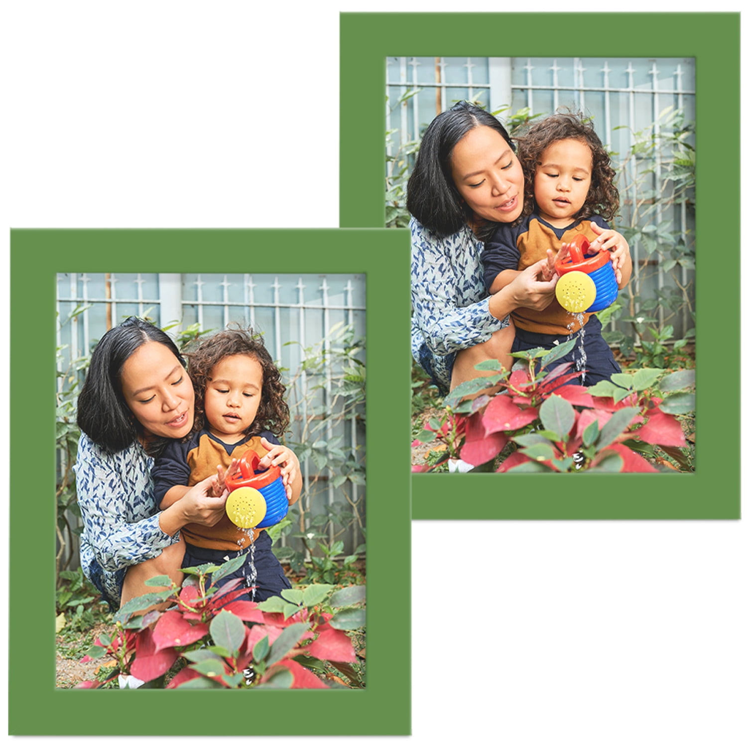 Modern 6 in. x 8 in. Green Picture Frame (Set of 2)
