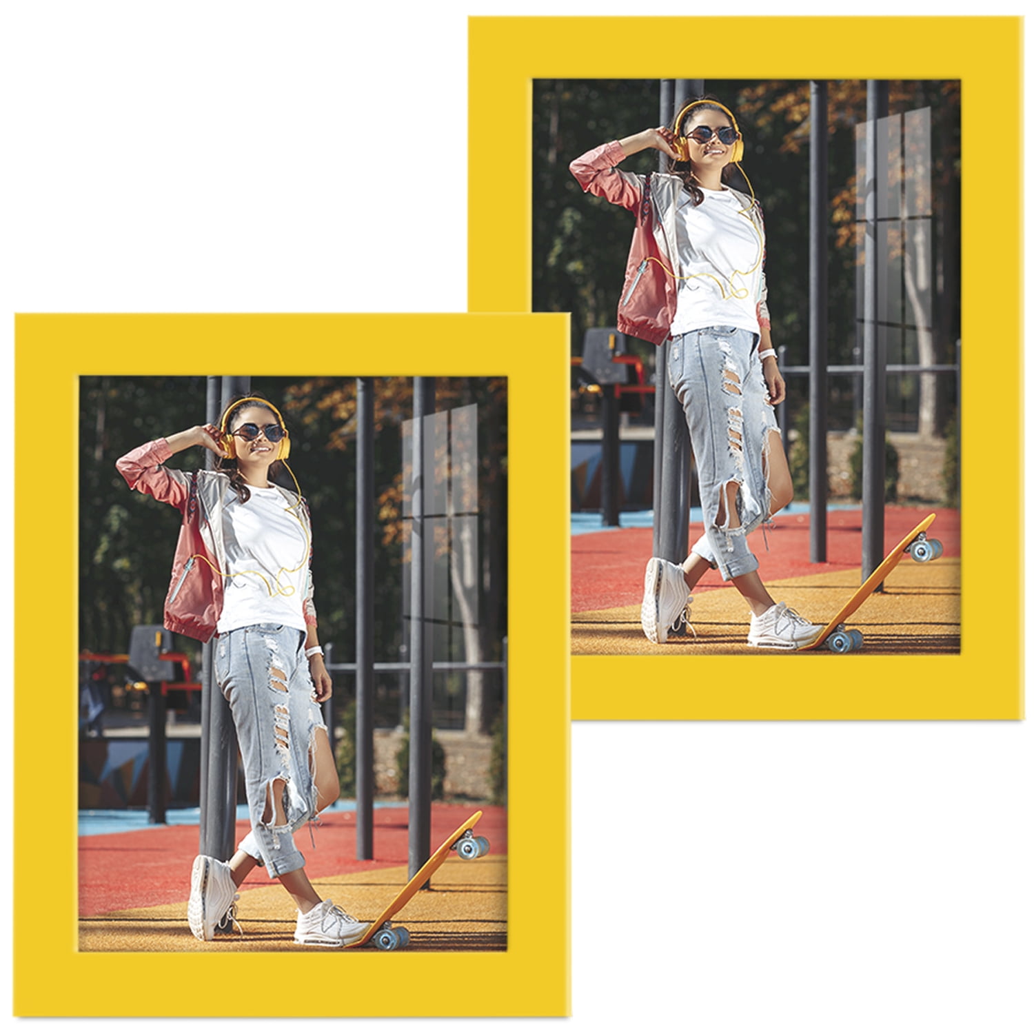 Modern 6" x 8" Yellow Wooden Picture Frame Set