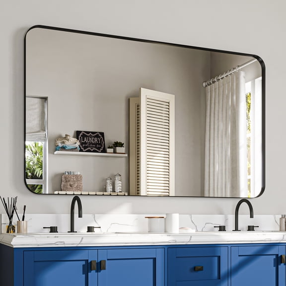 Modern 60*36 Inch Mirror in Sleek Black Aluminum Frame