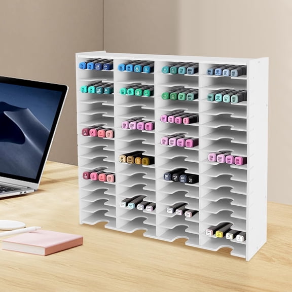 Modern 60 Slots Ink Pad Storage Rack 15-Tier Stamp Pad Storage Organizer Craft Supply Storage Holder for Desktop Wall Mount, White