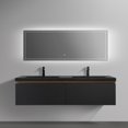 thumbnail image 1 of Modern 60" Wall-Mounted Bathroom Vanity in Black with Two Sinks, 1 of 6
