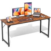 Modern 63" Computer Desk Home Office Study Table, Simple Writing Workstation with X-Shaped Reinforced Structure, Space-Saving Desk for Bedroom, Brown