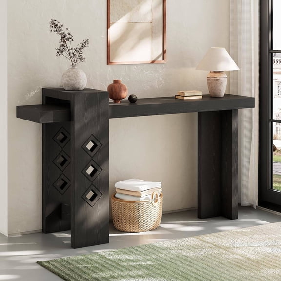 Modern 63-Inch Floating Console Table for Entryway, Living Room, or Hallway, Black