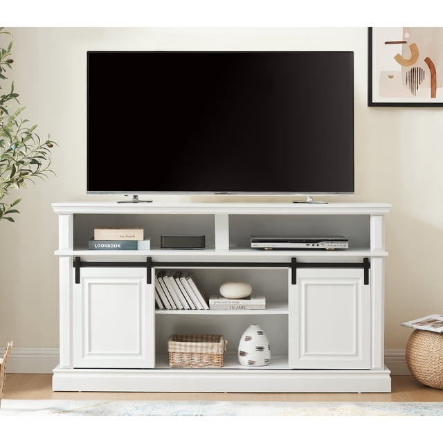 Modern 65" Barn Door TV Stand with Storage Cabinet, TV Stands with ...