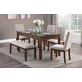 thumbnail image 1 of Modern 6pc Dining Set Table with Drawers and Chenille Upholstery Bench 4 Chairs Wooden Kitchen Room Furniture, 1 of 7
