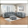 thumbnail image 1 of Modern 6pc Modular Sectional Sofa Set – Grey Linen-Like Fabric for Living Room | Grey | Fabric | Cushion Back, 1 of 16