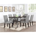 thumbnail image 1 of Modern 7-Piece Dining Set with Rectangular Table, 6 Gray Upholstered Chairs, and Storage Shelf, 1 of 9