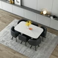 thumbnail image 1 of Modern 7 Pieces Dining Table Set, Rectangle Dining Table with 6 Chairs for Dining Room, Kitchen, 1 of 7
