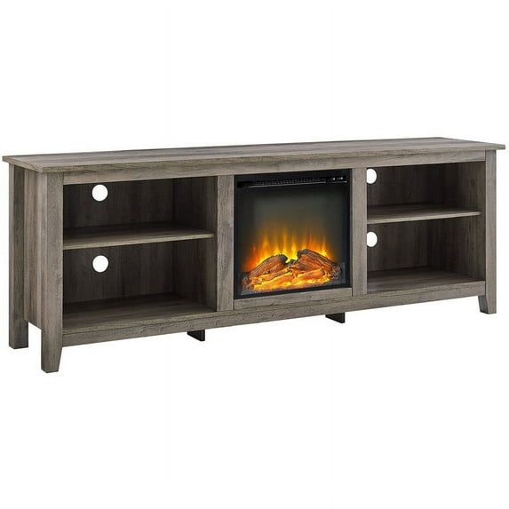 Walker Edison Simple 70" Fireplace TV Stand - Grey Wash