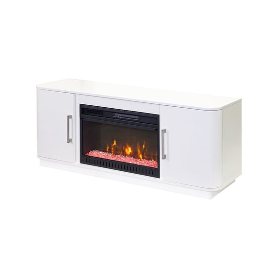 Modern 60" Fireplace Console Entertainment Fully Assembled White