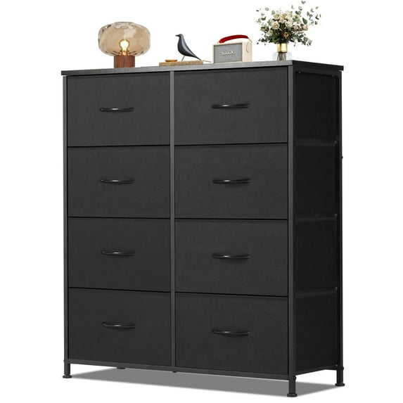 Modern 8 Drawer Fabric Dresser, Chest of Drawer Organizer Storage Cabinet for Bedroom Clothes Closet, Entryway,Black