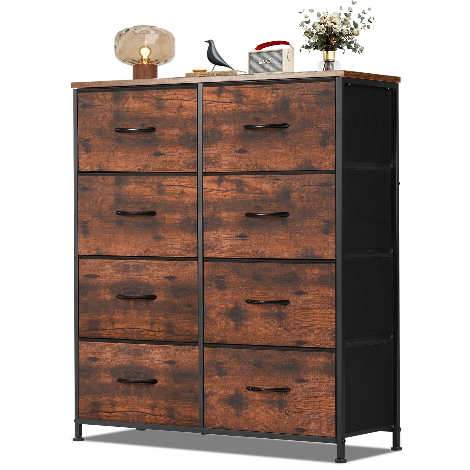 Modern 8 Drawer Fabric Dresser, Chest of Drawer Organizer Storage Cabinet for Bedroom Clothes Closet, Entryway,Brown