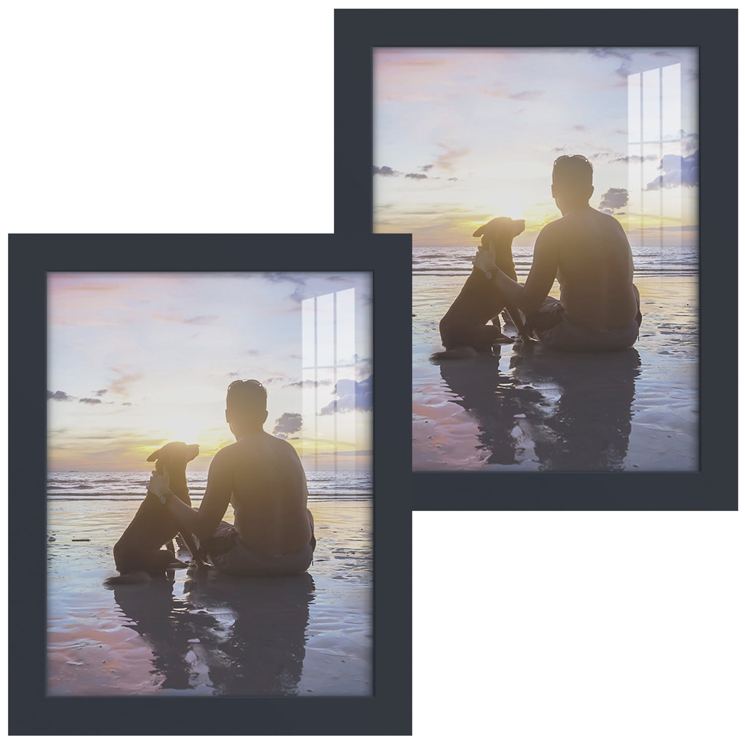 Modern 8 in. x 10 in. Dark Blue Picture Frame (Set of 2)