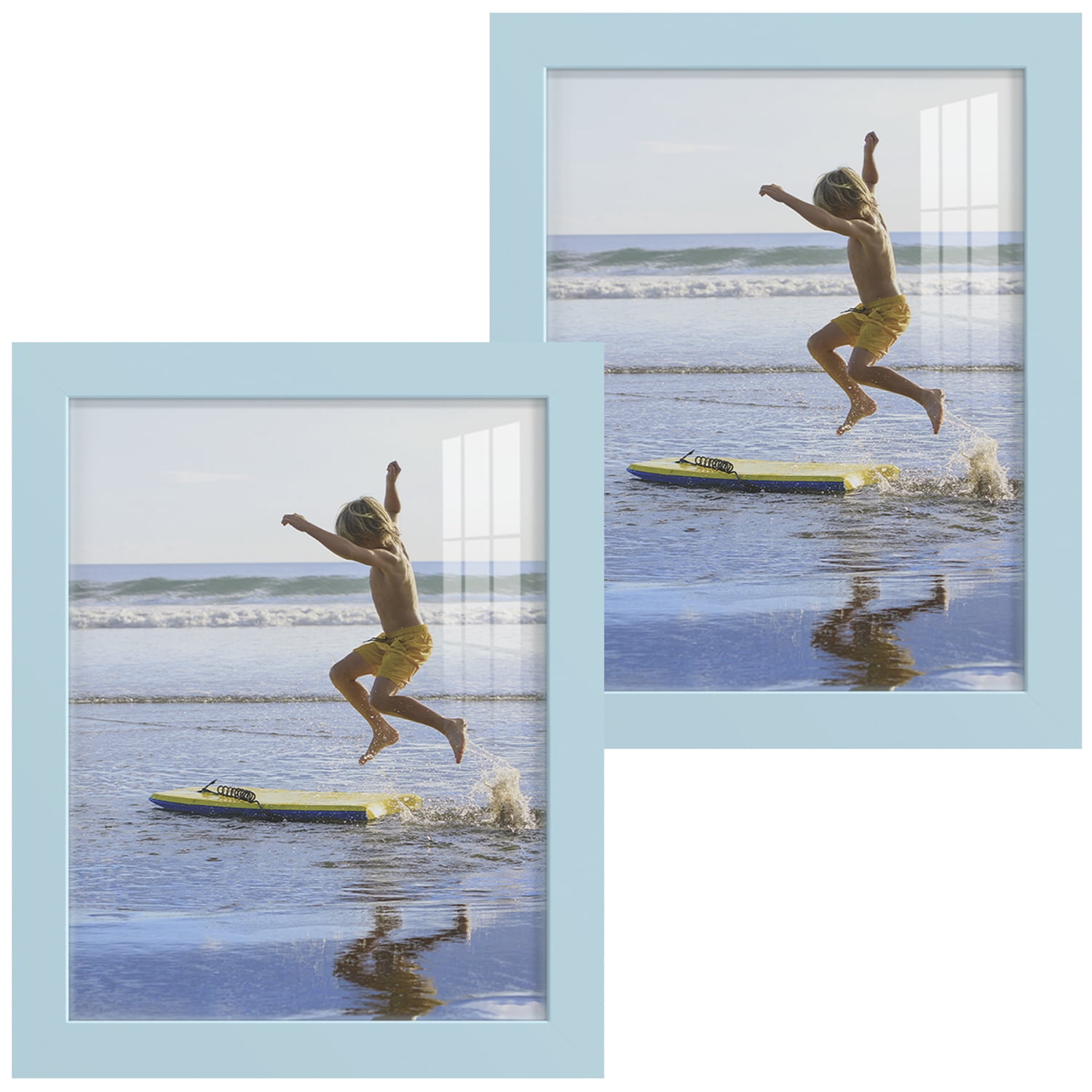 Modern 8 in. x 10 in. Light Blue Picture Frame (Set of 2)