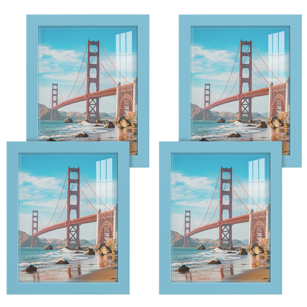 Modern 8 in. x 10 in. Light Blue Picture Frame (Set of 4)