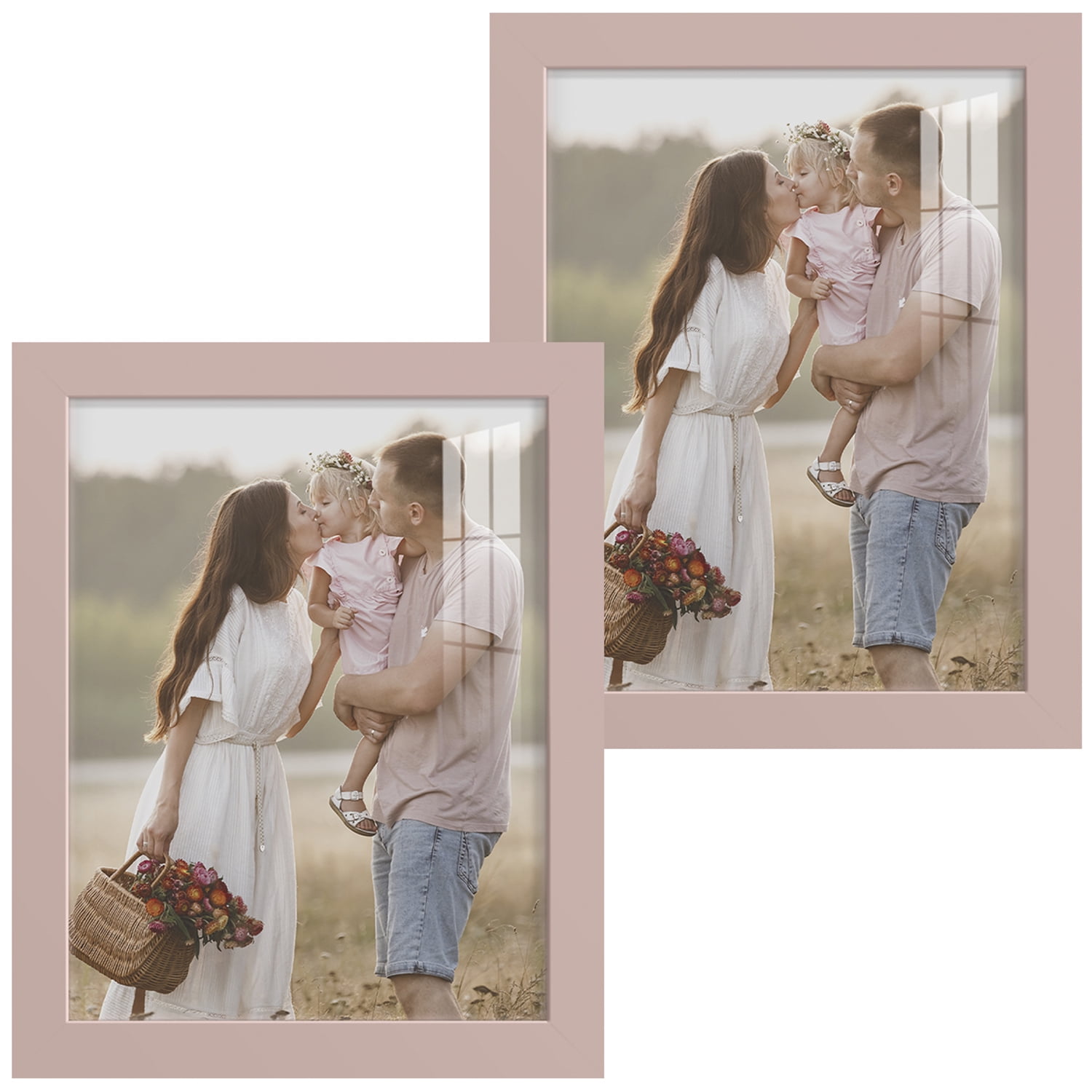 Modern 8 in. x 10 in. Pink Picture Frame (Set of 2)