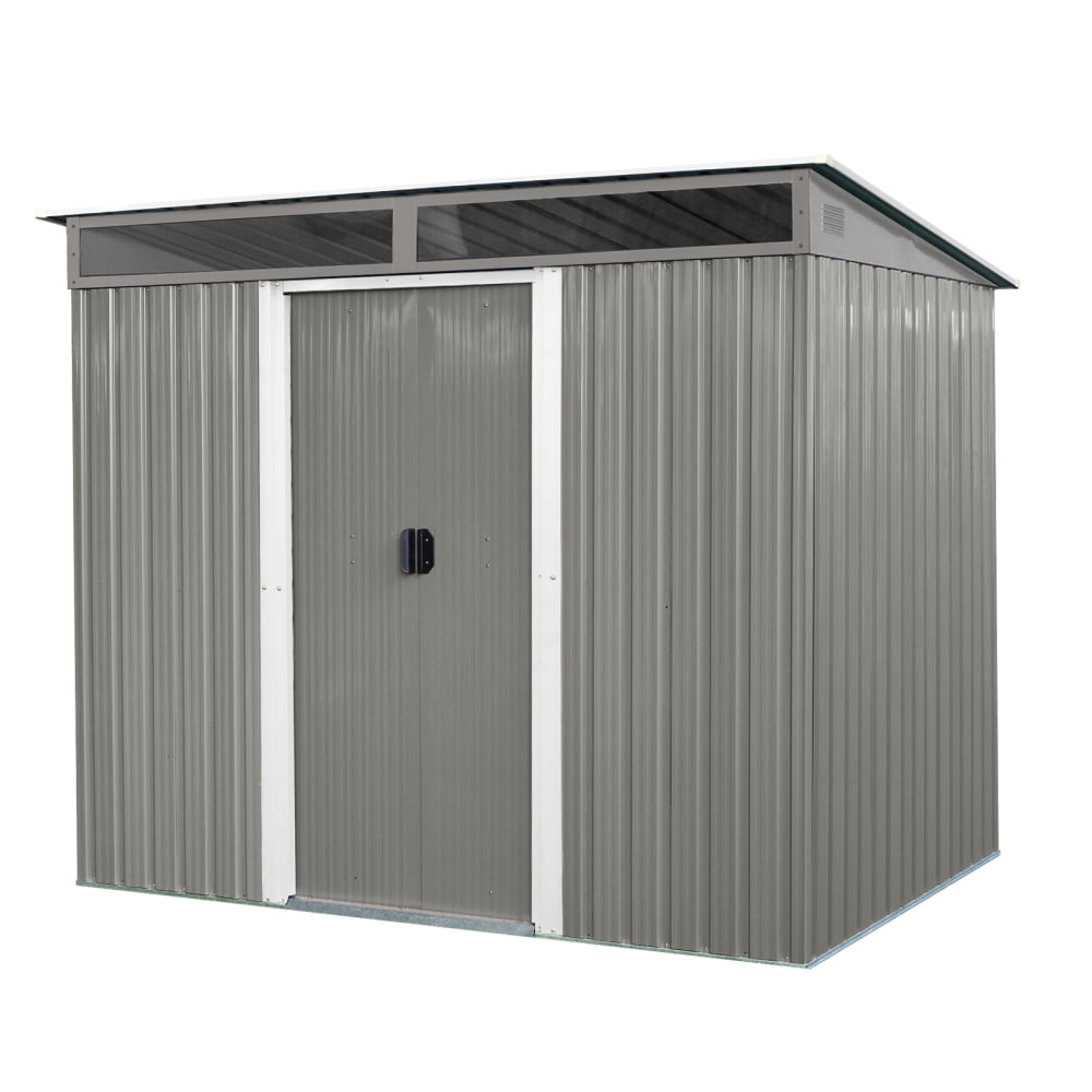 Modern 8'x6' Metal Garden Shed - Secure Sliding Doors + Natural Light Panels for Lawn Equipment