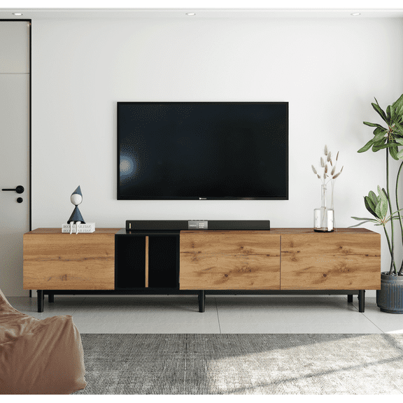 Modern 80-Inch TV Stand with 3-Door Media Console & Large Cabinet for Living Room & Bedroom - Durable Construction, Easy Assembly