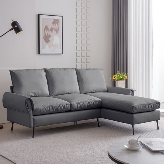 Modern 81" Sofa with Technical Leather / Easy Assembly for Simple Setup