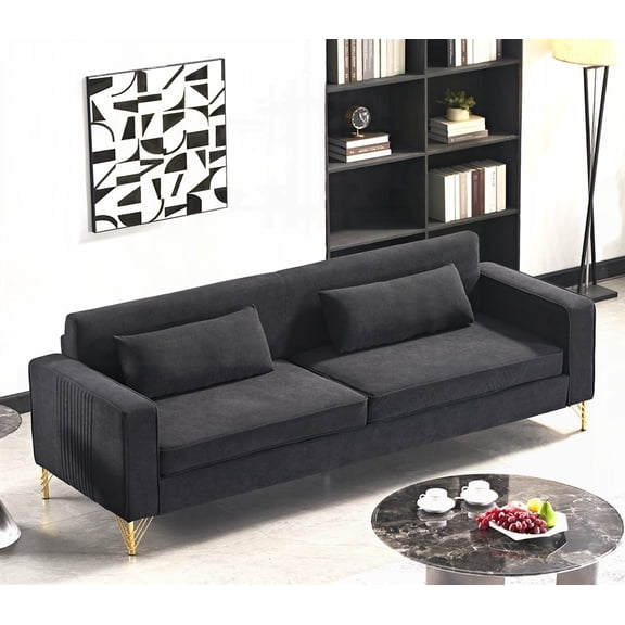 Modern 85.8" Velvet 3-Seater Sofa for Living Room, Durable and Easy to Maintain