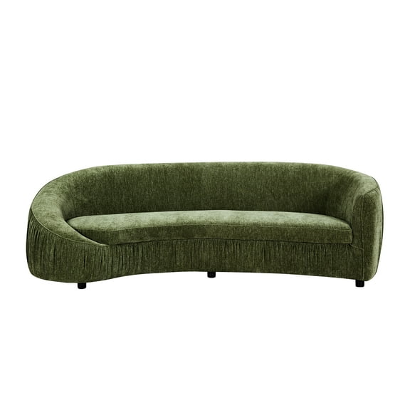 Modern 89.38 Inch Curved Couch For Living Room, 4 Upholstered Fabric With Spring Cushion, No Assembly Required , Robust Cushion Easy Process
