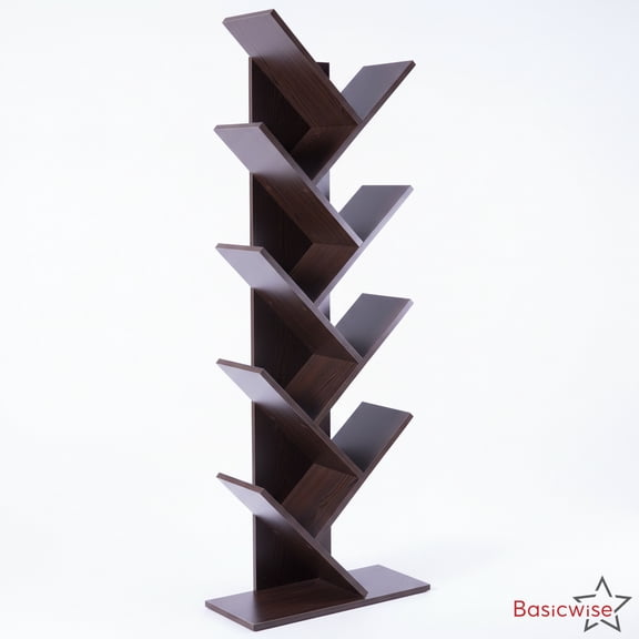 Modern 9-Tier Wooden Tree Bookshelf for Home and Office