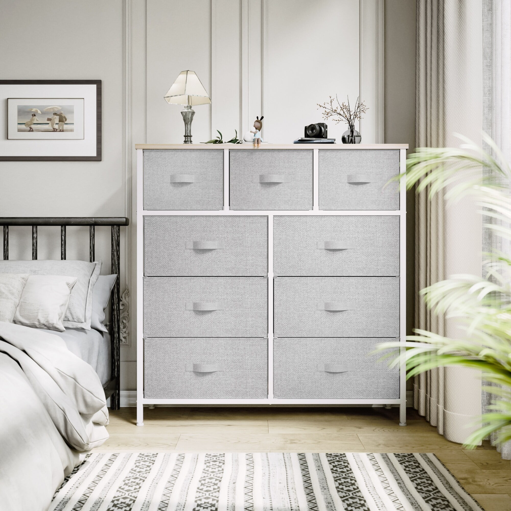 Moasis Modern 9-drawer Bedroom Dresser Storage Tower Grey - Walmart.com