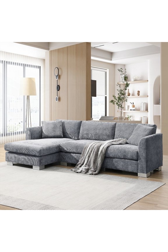 Modern 96*56" Cloud Sectional Sofa with 2 Free Pillows - Luxury & Comfort