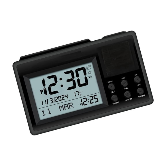 Modern ABS Digital Clock Muslims Azan Clock with Clear Display for Bedside Desk Temperature Sensors Date Display
