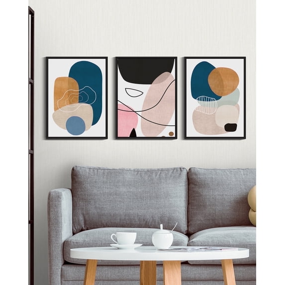 Drsoum Modern Abstract 11x14in Black Framed Wall Art for Living Room Bedroom Color Blocks Artwork Home Decoration