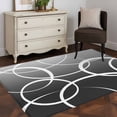 thumbnail image 1 of Modern Abstract 4x6 Rug for Dining Table for 4 People Under Table, Geometric Retro White Grey Stripe Line Swirl ashable Non Slip Rectangle Area Rug, 1 of 9