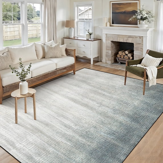 Modern Abstract 5x7 Area Rug, Washable Non Slip Soft Low Profile Indoor Rug, Textured Neutral Floor Rug for Living Room, Bedroom, Dining Room & Office