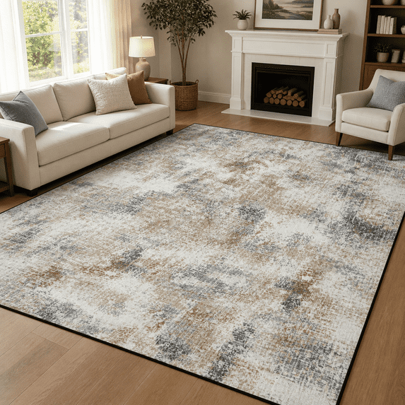 Modern Distressed Rug SAND KEEPER 5x7 Washable Non Slip Area Rug, Modern Abstract Textured ...