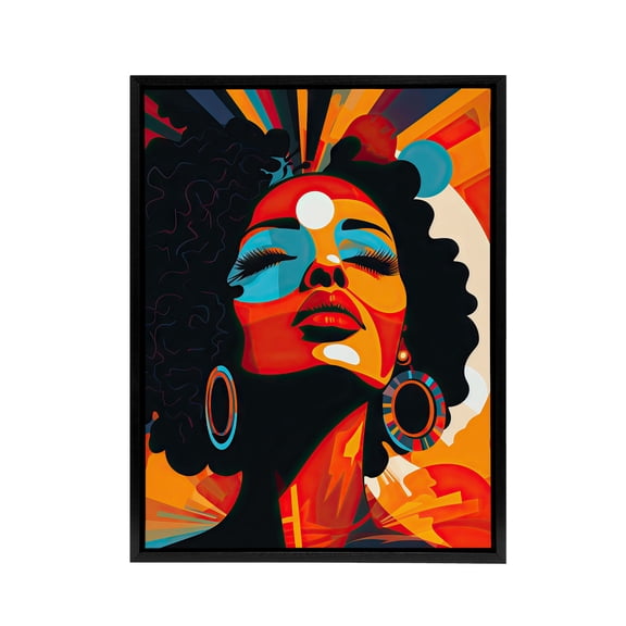 Modern Abstract African Art Colourful Black Framed Canvas Wall Art Print 12X16"