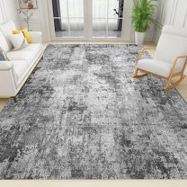 Modern Abstract Area Rug, Black And White Indoor Non-Slip Rugs, Machine Washable Breathable Durable Carpet For Front Entrance Floor Decor 5x6ft