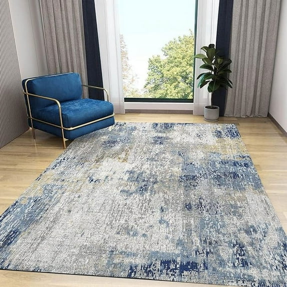 Modern Abstract Area Rug, Multicolor Shabby Style Print Carpet, Indoor Non-Slip Kids Rugs, Machine Washable Breathable Durable Carpet For Front Entrance Floor Decor 2 x 3ft