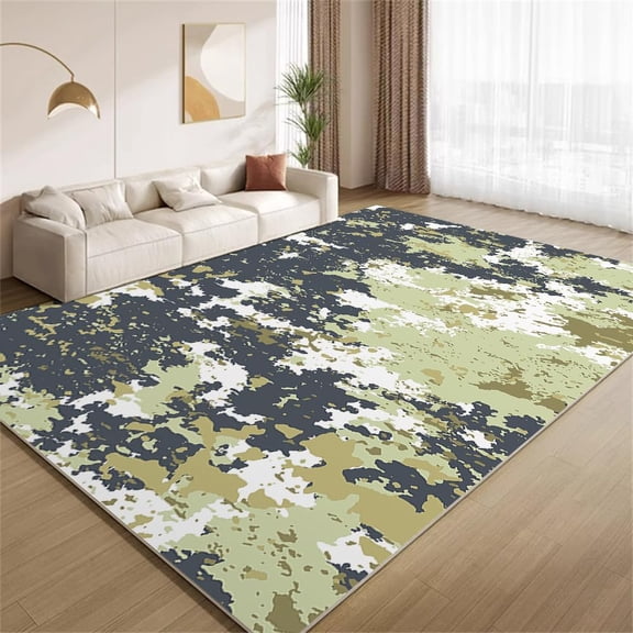 Modern Abstract Area Rugs, Blue Green Pattern Carpet, Washable Non Slip Low Pile Soft Rug for Living Room Bedroom Office Decor Mat 2ftx3ft
