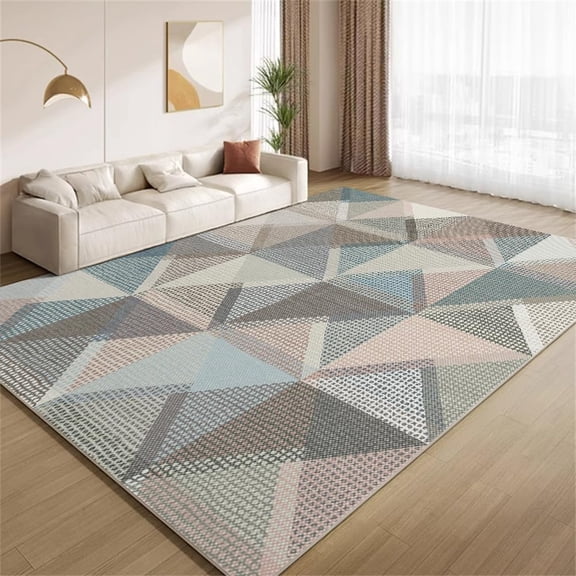 Modern Abstract Area Rugs, Blue Grey Multi Pattern Carpet, Washable Non Slip Low Pile Soft Rug for Living Room Bedroom Decor Mat 2ftx3ft