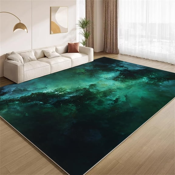 Modern Abstract Area Rugs, Green Ombre Funky Carpet, Washable Non Slip Low Pile Soft Rug for Living Room Bedroom Study Decor Mat 2ftx3ft