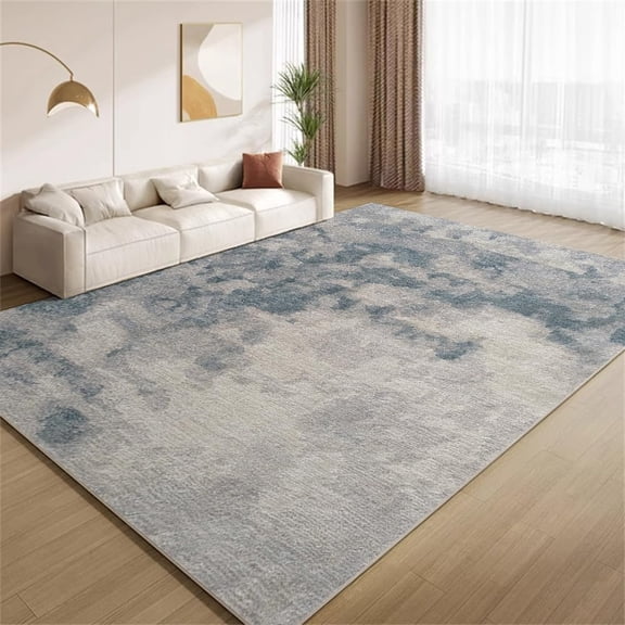 Modern Abstract Art Area Rugs, Blue Gray Boho Carpet, Washable Non Slip Low Pile Soft Rug for Living Room Bedroom Decor Mat 2ftx3ft