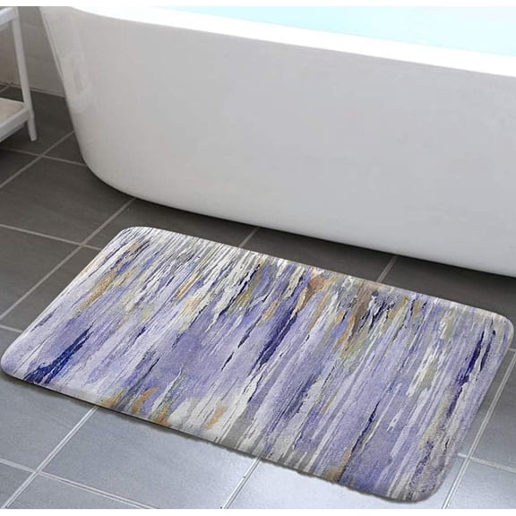 Modern Abstract Art Bath Mat for Bathroom, Gray Paurple Quick Dry and Super Absorbent Bath Rugs, Teal Ombre Abstract Aesthetic Non Slip Floor Mat for Kitchen Bedroom Inchesdoor, 15.7X23.6in