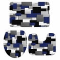 thumbnail image 1 of Modern Abstract Art Bathroom Rugs Set Navy Gray Black Rectangular Geometric Non Slip Absorbent Soft Bath Mats 3 Piece Set with Bathroom Rug, U-Shaped Floor Mat, Toilet Seat Cover Small Size, 1 of 9