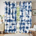 thumbnail image 1 of Modern Abstract Art Blackout Thermal Insulated Curtains Blue Oil Printed Texture Grommet Window Treatments For Living Room Bedroom Decoration 42"W x 96"L (Pack of 2), 1 of 6